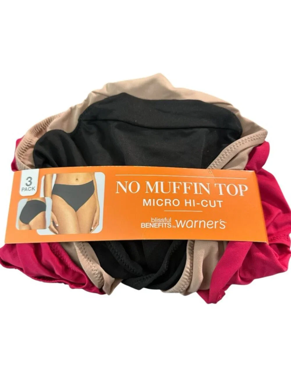 New Warner’s No Muffin Top Micro Hi-Cut Panties Womens 3 pairs Underwear 3XL 10